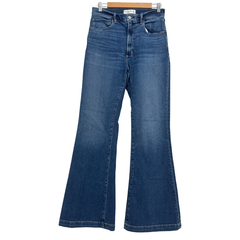 Abercrombie & Fitch The Flare Ultra High Rise Jeans Blue Medium‎ Wash 30/10 Long